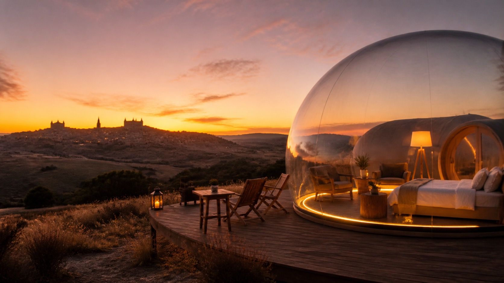 Camping y glamping cerca de Toledo: cuándo una burbuja encaja mejor que una casa rural